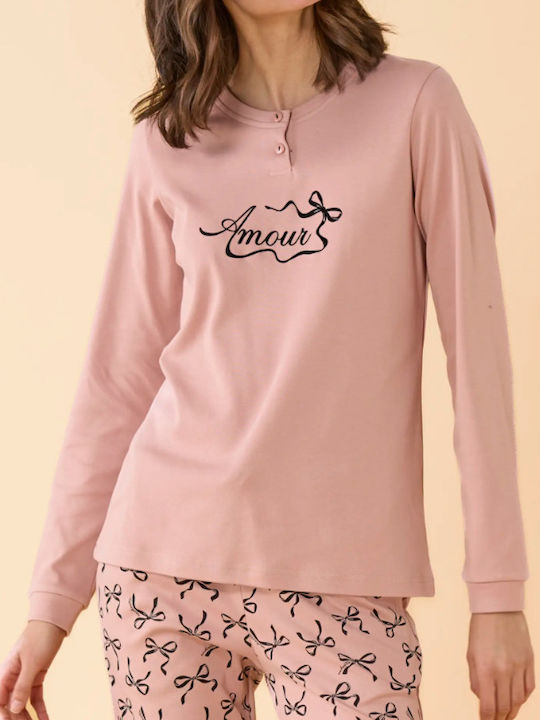 Noidinotte Winter Women's Pyjamas Set Cotton Pink Noidinotte Winter Women's Pyjamas Set Cotton Pink