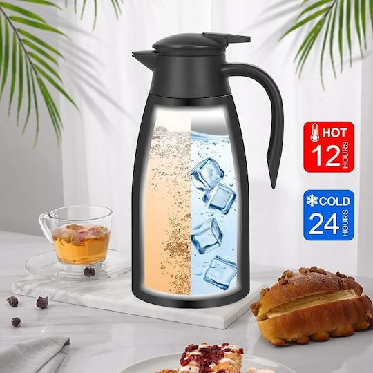 Pahar termos din oțel inoxidabil 2 l Silver/black cu mâner