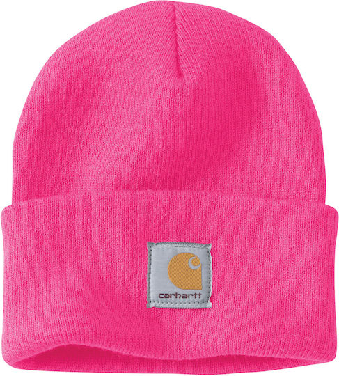 Unisex Beanie Mütze mit Rib Strick in Rosa