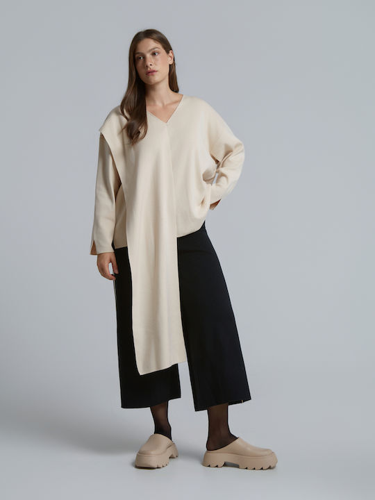 Bluza Damă Mânecă Lungă Pulover Ecru