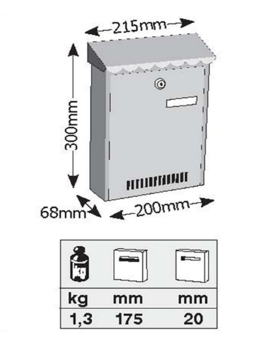 Viometal Cutie Poștală În Aer Liber Metalică Maro 21.5x6.8x30cm