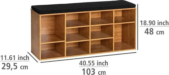 Мебел за Антре с Огледало / Шкаф за Обувки и Пейка Кафяв 29.5x103x48см.