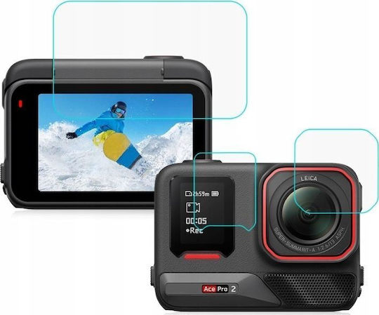 Set De Capac Pentru Obiectiv Puluz Capac Pentru Obiectiv Din Sticlă Securizată + 2x Ecran Lcd Insta360 Ace Pro 2 Pu711t
