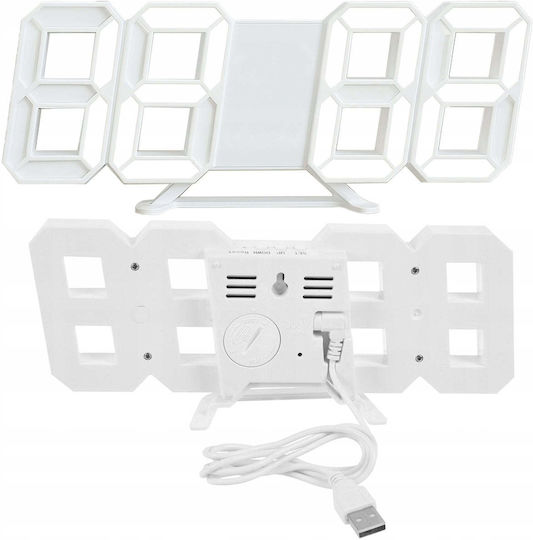 Strado 3D Digital Wall Clock White 9x23.3cm