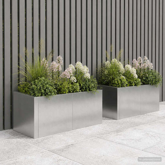 vidaXL Garden Fencing Material Made of Steel 100x100x50cm 4 Pieces Silver