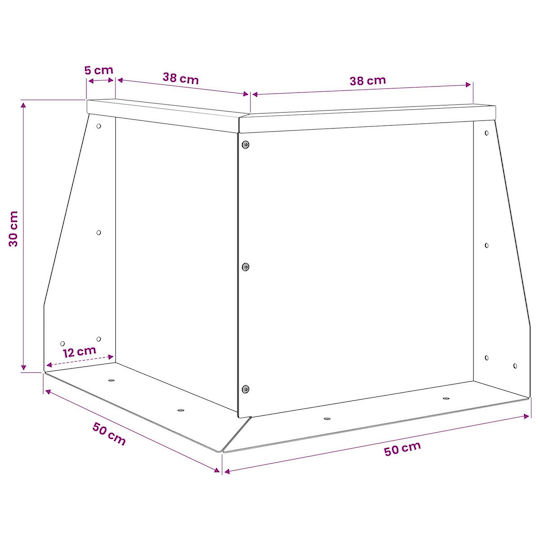 vidaXL Gartenzaunbedarf Blumenbeet aus Stahl 50x50x30cm