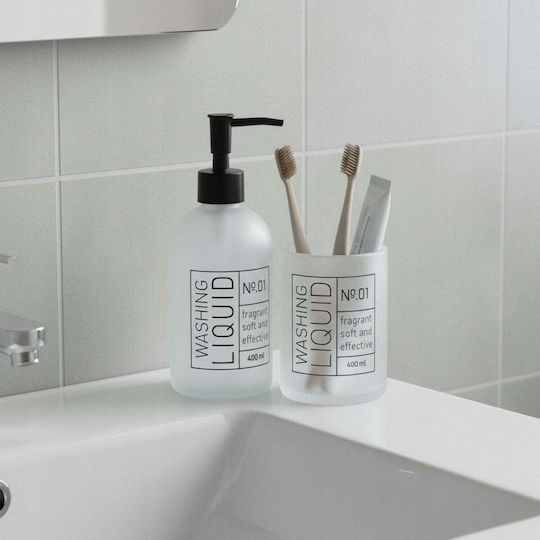 Bathroom Solutions Комплект аксесоари за баня Стъклен Бял 2 бр Bathroom Solutions Комплект аксесоари за баня Стъклен Бял 2 бр