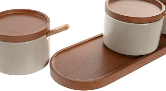 DKD Home Decor Set De 3 Boluri De Zahăr Canistră De Servire Din Porțelan Bej 3 Bucăți DKD Home Decor Set De 3 Boluri De Zahăr Canistră De Servire Din Porțelan Bej 3 Bucăți