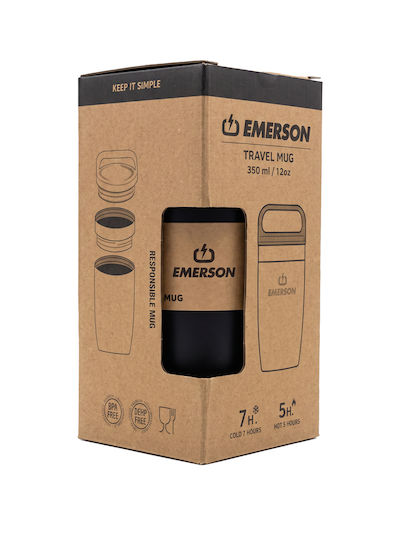 Emerson Thermos Glass Plastic / Stainless Steel BPA Free 350ml Eco-Friendly