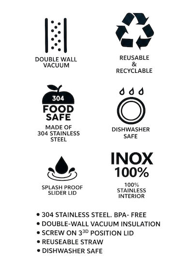 Emerson Handled Tumbler Thermos Plastic / Stainless Steel BPA Free 1.2L Emerson Travel Thermos With Straw 1200 Ml With Straw and Handle