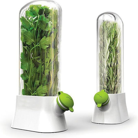 Suport Pentru Menținerea Prospetimii Plantelor În Frigider Recipient Cu Capac Transparent Sistem De Hidratare Pentru Păstrarea Prospetimii Plantelor Design Modern Pentru Bucătărie Reutilizabil Ușor De Utilizat 27x13 Cm Alb PriStyle