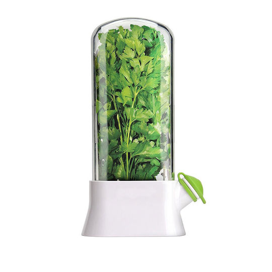 Suport Pentru Menținerea Prospetimii Plantelor În Frigider Recipient Cu Capac Transparent Sistem De Hidratare Pentru Păstrarea Prospetimii Plantelor Design Modern Pentru Bucătărie Reutilizabil Ușor De Utilizat 27x13 Cm Alb PriStyle