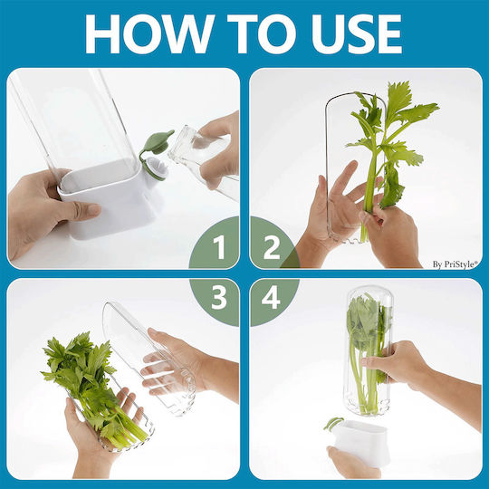 Suport Pentru Menținerea Prospetimii Plantelor În Frigider Recipient Cu Capac Transparent Sistem De Hidratare Pentru Păstrarea Prospetimii Plantelor Design Modern Pentru Bucătărie Reutilizabil Ușor De Utilizat 27x13 Cm Alb PriStyle