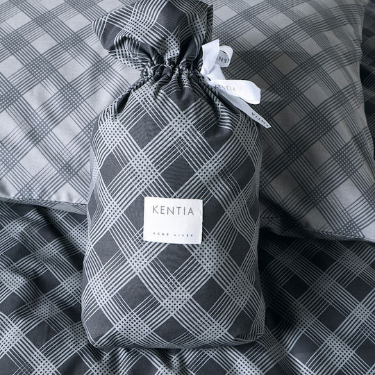 Kentia Set Duvet Cover Cotton 165x245cm Single with Pillowcase Karavagio Anthracite-light Grey