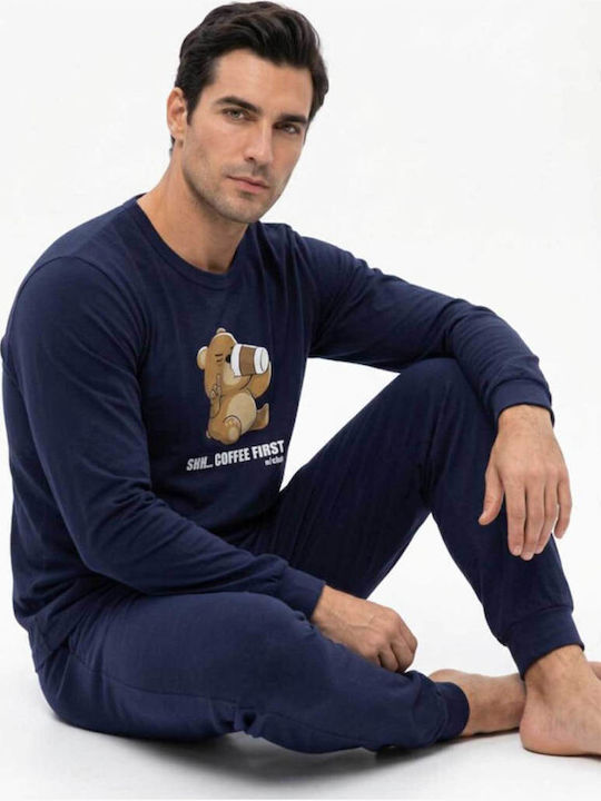 Nina Club Winter Men's Cotton Pyjamas Blue