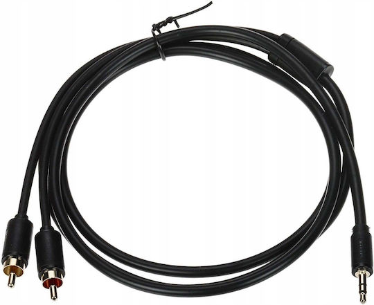 Unitek 3.5mm Jack Cable 3.5mm Male - 2x RCA Male Black 1.5m With Gold Plated Terminals C19021BK03