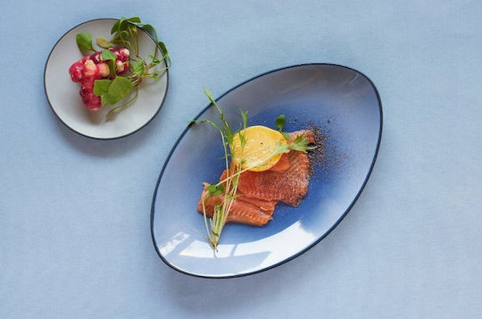 Revol Oval Porcelain Grey Serving Platter 35x22.3cm