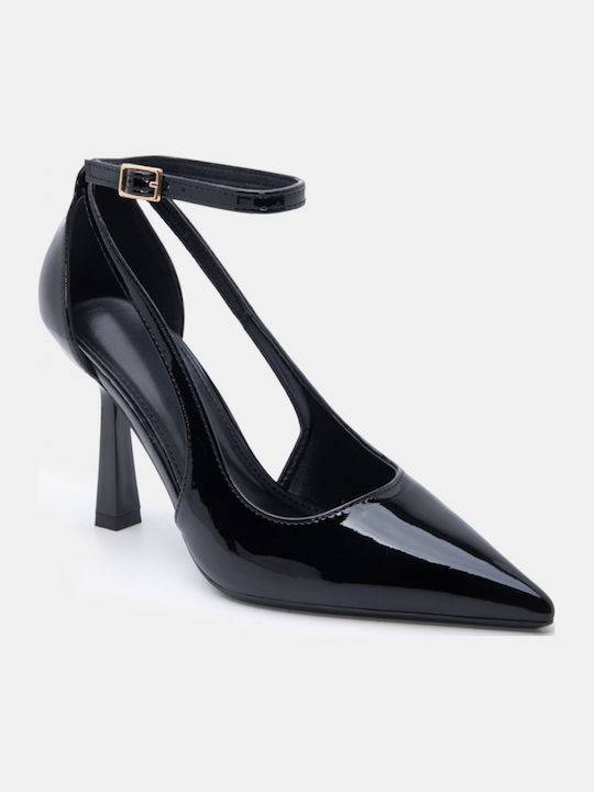 Spitze Zehen Pumps mit Riemen & Hochhackige Schwarze