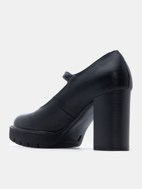 Обувки На Ток С Платформа С Каишка Черни