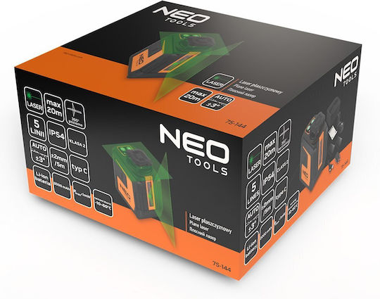 Neo Tools Линейeн Лазерен Нивелир със Зелен Лъч 3.7V с Работен Обхват 20m