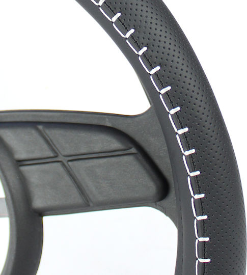 Steering Wheel Cover 38 Cm Black White Stitching 386