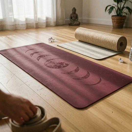 Yogi & Yogini Στρώμα Yoga Celestial Moon Burgundy με Ιμάντα Μεταφοράς (183x61cm)