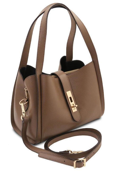 Grey Leather Women's Shoulder Bag