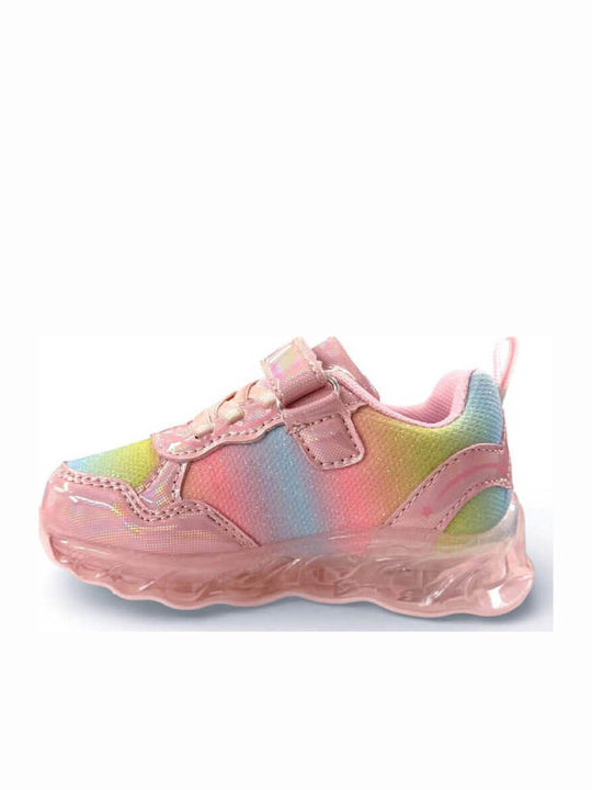 Kinder Sneaker mit Bügel- und Schleifenverschluss und Fuchsie Lichtern