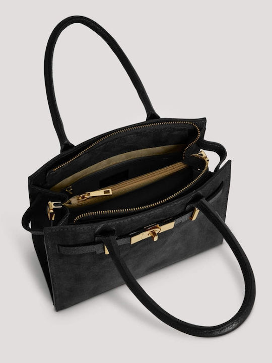 Leather Women's Handbag Suede Black