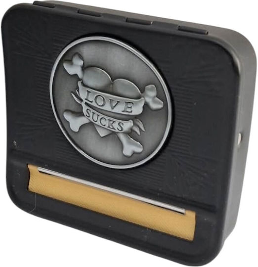 Kalliopi Silver Zigarettenschachtel Drehmaschine Metallisch Schwarz Farbe Design Love Sucks 8x9cm 47302-010-7