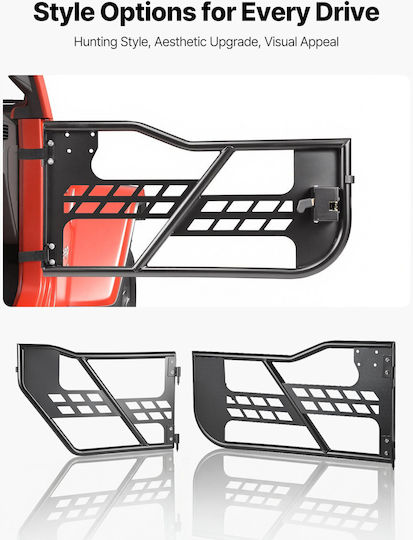 Vevor Jeep Tube 4-Tür Auto Zubehör Für Jeep Wrangler Jk Jku Unlimited 2007-2018 Stahl Vorder- Und Hintertüren Rohrförmige Halbe Türen Off Road Aufbewahrungstasche Gummi Kissen Scharniere Schwerlast Schloss Oe