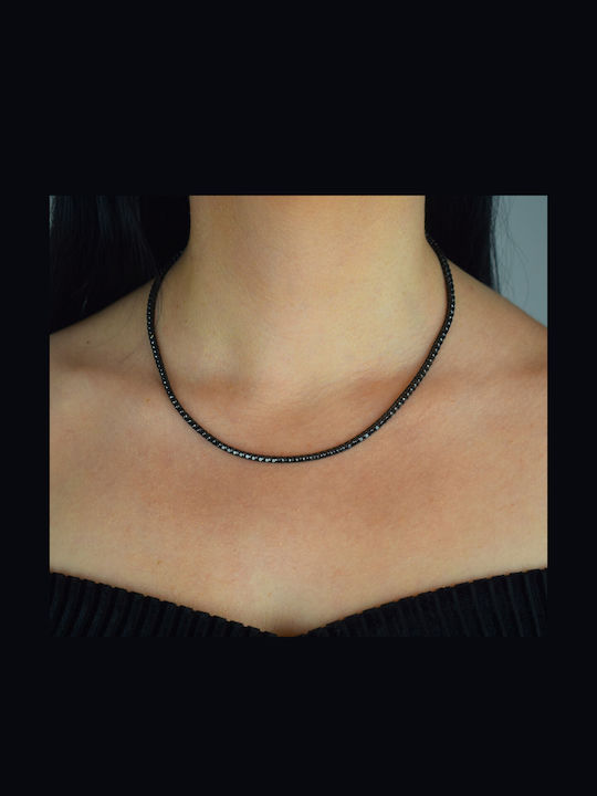 Xrisokosmima Kette Riviera aus Silber Schwarze Xrisokosmima Kette Riviera aus Silber Schwarze
