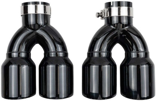 Poujoulat Kaminrohr Abschluss Typ: 36 89mmx2 Eingang 67mm Schwarz Chrom Set