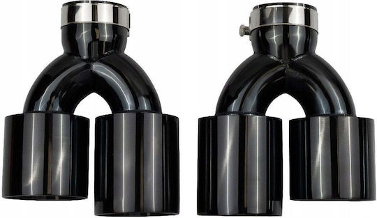 Poujoulat Kaminrohr Abschluss Typ 35 89mmx2 Eingang 76mm Schwarz Chrome Set