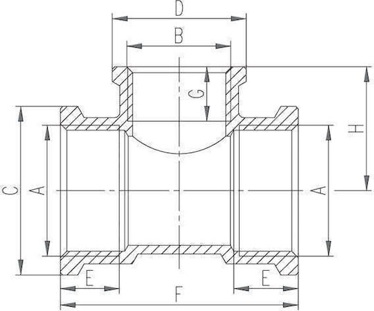 Ferro Pipe Tee Connection Brass 27mm T09Z