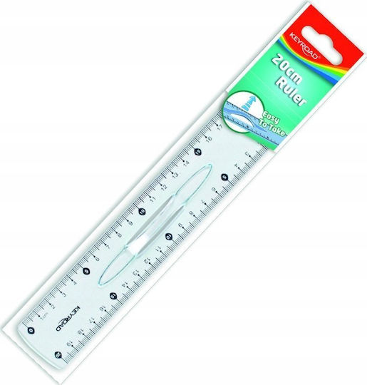 Keyroad Kunststoff Lineal Transparent 20cm mit Griff Transparent