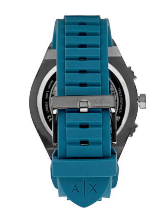 Armani Exchange Ceas bărbătesc 44mm Cronograf cu Baterie și Curea din Cauciuc Navy