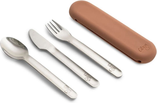 Лъжица Нож & Вилица Inox Калъф Силиконов Blush Pink 3 бр Citron