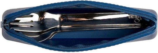 Лъжица Нож & Вилица Inox Калъф Силиконов Син 3 бр Citron