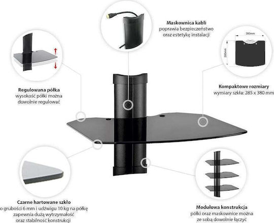 Ergosolid Ovi-s1 Audio Video Dvd Regal Gehärtetes Glas Sehr Hochwertige Verarbeitung