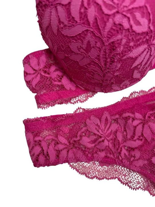 Lormar Spitzen Unterwäsche-Set für Damen BH mit Brasilien Fuchsie