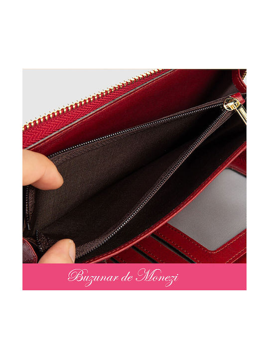Portofel Mare Din Piele Pentru Femei Pentru Monede Burgundy