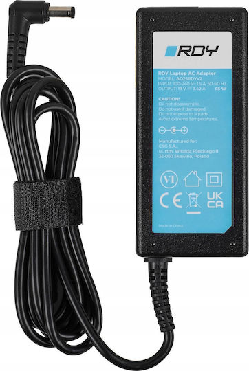 Green Cell Лаптоп Зарядно Устройство 65W 19V 3.42A за Asus / Toshiba със Свалящ Се Кабел За Захранване и със Сет Букси