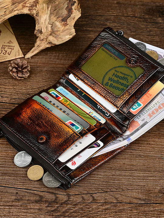 Portofel Bărbătesc din Piele cu RFID Maro