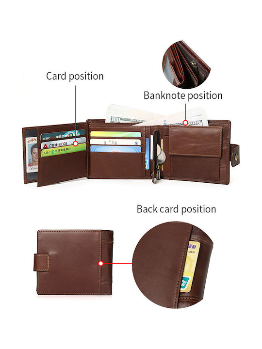 Portofel Bărbătesc din Piele cu RFID Maro