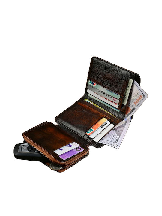 Portofel Bărbătesc din Piele cu RFID Maro