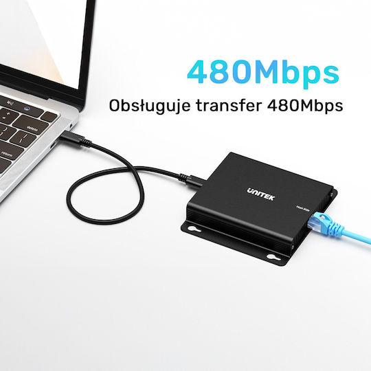 Unitek Usb-c Extender To 4× Usb-a Via Ethernet Range Up To 150 M 480mbps