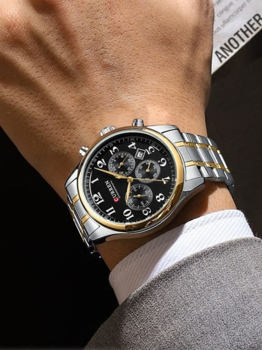 Curren Men's Watch 43mm Battery Chronograph with Metal Bracelet Silver/Gold/Black