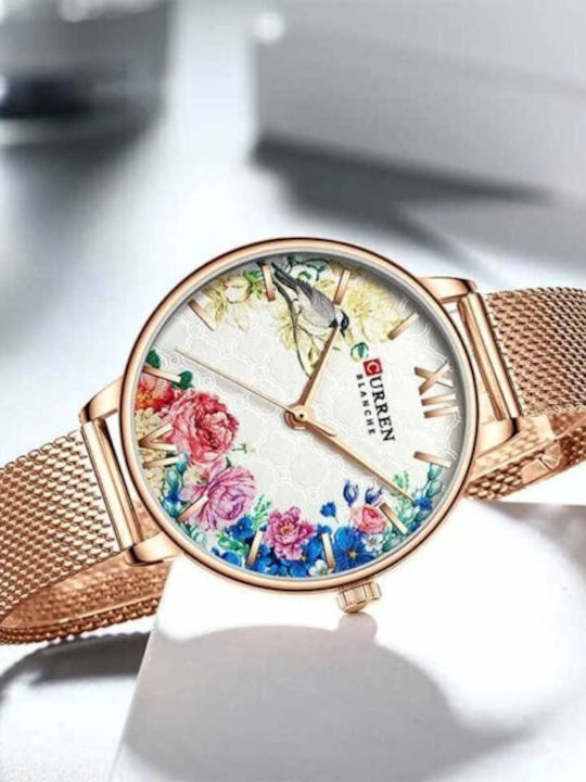 Curren Women's Watch 39mm Battery with Pink Gold Steel Bracelet
