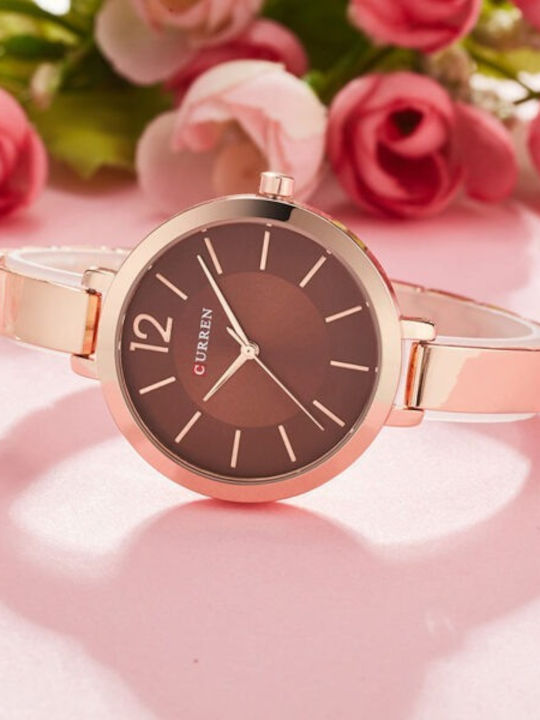 Curren Women's Watch 36mm Battery With Stainless Steel Bracelet Pink Gold/Burgundy